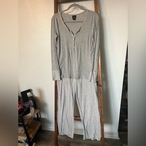 Motherhood Gray Striped Maternity Pajama Set